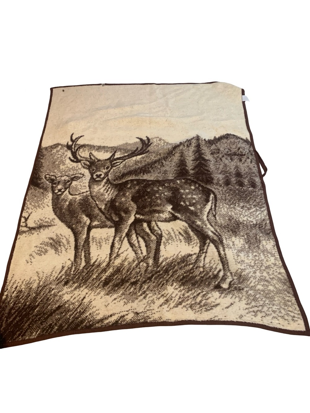 Vintage Ibena Dolan Deer Baby Fawn Throw Reversible 52 x 73 Inches